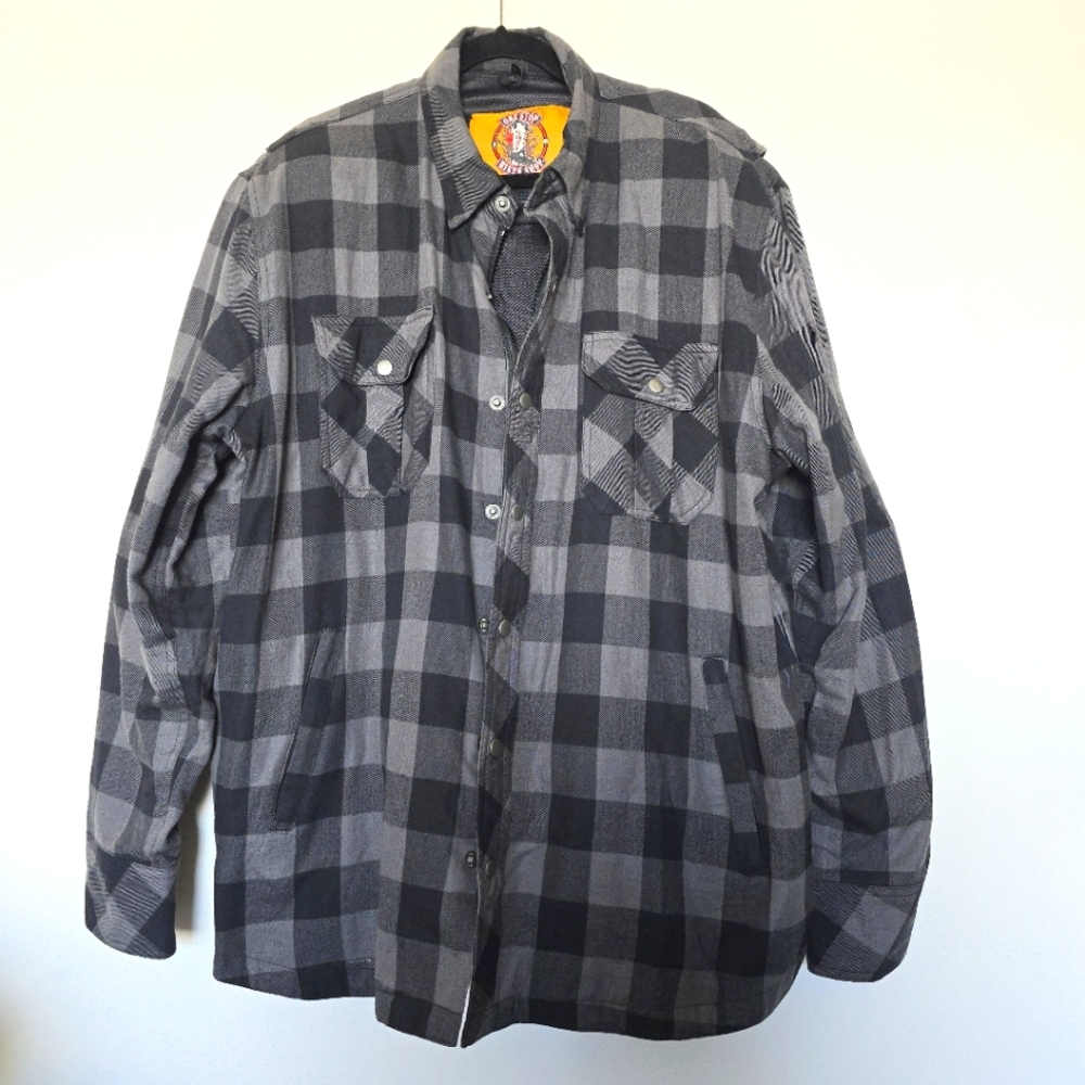 Padded Kevlar Biker Plaid Shirt Jacket